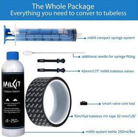 img 3 attached to 🔧 milKit Tubeless Tire Conversion Kit: Mess-Free & Clog-Free Valve Solution - Includes Sealant Bottle, Injector, Rim Tape, Valves Pack, and Presta Valve Core Removal Tool