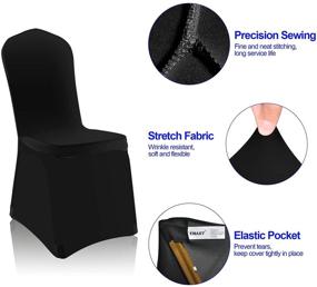 img 2 attached to 🪑 EMART Stretch Chair Cover: Black Spandex Slipcovers for Party Decorations, Dining Room, Banquet, Wedding - 12PCS