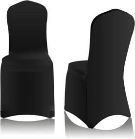 img 4 attached to 🪑 EMART Stretch Chair Cover: Black Spandex Slipcovers for Party Decorations, Dining Room, Banquet, Wedding - 12PCS