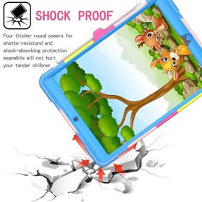 img 1 attached to 📱 SIBEITU iPad Case 8th Generation for Kids Boys - Kidproof Silicon 10.2 inch Cover with Pencil Holder, Folding Stand, and Handle Grip - Light Blue