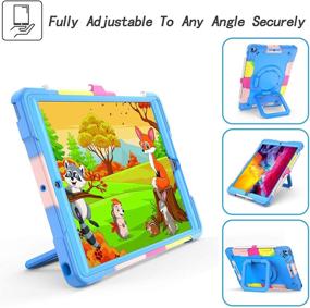 img 2 attached to 📱 SIBEITU iPad Case 8th Generation for Kids Boys - Kidproof Silicon 10.2 inch Cover with Pencil Holder, Folding Stand, and Handle Grip - Light Blue