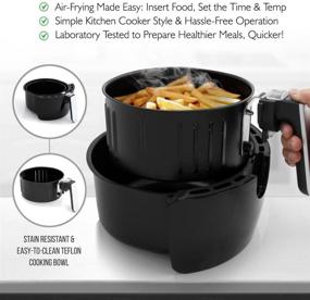 img 2 attached to 🍳 NutriChef Hot Air Fryer Oven - Digital Display, Large 3.7 Qt Capacity Stainless Steel Kitchen Oilless Convection Power Multi Cooker with Basket Pan - Perfect for Baking, Grilling - PKAIRFR54 (Black)