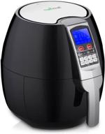 🍳 nutrichef hot air fryer oven - digital display, large 3.7 qt capacity stainless steel kitchen oilless convection power multi cooker with basket pan - perfect for baking, grilling - pkairfr54 (black) логотип