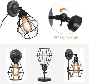 img 2 attached to 🛠️ Vintage Industrial Wall Sconce 2 Pack | Plug-in Pendant Light with Toggle Switch | Rustic E26 Base Metal Fixture