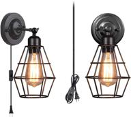 🛠️ vintage industrial wall sconce 2 pack | plug-in pendant light with toggle switch | rustic e26 base metal fixture логотип