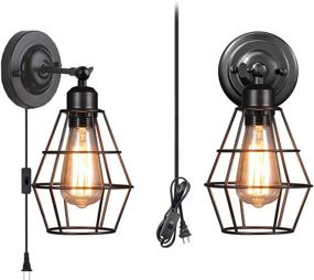 img 3 attached to 🛠️ Vintage Industrial Wall Sconce 2 Pack | Plug-in Pendant Light with Toggle Switch | Rustic E26 Base Metal Fixture