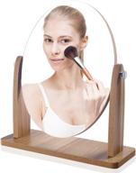 n/g natural bamboo frame cosmetic mirror with 360° rotation - ideal for dressing table, bathroom shaving, and make-up reflection logo