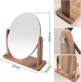 img 2 attached to N/G Natural Bamboo Frame Cosmetic Mirror with 360° Rotation - Ideal for Dressing Table, Bathroom Shaving, and Make-up Reflection