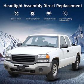 img 1 attached to 🚗 AUTOSAVER88 Headlight Assembly for 99-06 GMC Sierra 1500 2500 3500/00-06 GMC Yukon, Chrome Housing with Park/Signal Headlamp