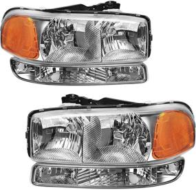 img 4 attached to 🚗 AUTOSAVER88 Headlight Assembly for 99-06 GMC Sierra 1500 2500 3500/00-06 GMC Yukon, Chrome Housing with Park/Signal Headlamp