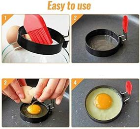 img 2 attached to 🍳 Stainless Steel Fried Egg Rings 4-Pack with Oil Brush Coating - Ideal for Cooking, Frying Meat Pies, Sandwiches, Eggs