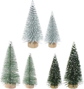 img 4 attached to 🎄 Yahpetes Miniature Christmas Tree Pack - 6 Pcs Pine Trees with Snow Frost, Perfect for Crafting and Designing Festive Miniature Scenes