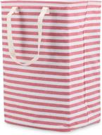 🧺 allhercom collapsible laundry hamper - 72l freestanding clothes basket with extended handles - pink stripe design, ideal for clothes, toys, and storage bags logo