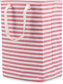 img 4 attached to 🧺 Allhercom Collapsible Laundry Hamper - 72L Freestanding Clothes Basket with Extended Handles - Pink Stripe Design, Ideal for Clothes, Toys, and Storage Bags