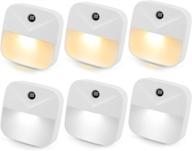 🔌 6-pack led night light plug in set, samwit smart nightlights with dusk to dawn sensor, wall lights for bedroom, bathroom, kids, toilet, kitchen, hallway, stairs (3 warm white &amp; 3 cool white lights) логотип