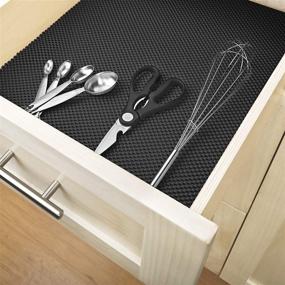 img 2 attached to 🔳 Smart Design Premium Grip Shelf Liner - Non Adhesive, Strong Grip Bottom, Easy Clean - 18"x8' Kitchen Drawer/Cabinet Protector Cover, Non Slip Rubber Mat - Black