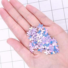 img 2 attached to 🌸 1800PCS 10mm Iridescent Mixed Five Fingers Flower Sequins Paillettes in Gold Pink Purple White Yellow Green Shades - Ideal for Wedding Crafts, Kids DIY Cloth Decoration, and Accessories Sewing