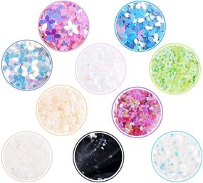 img 4 attached to 🌸 1800PCS 10mm Iridescent Mixed Five Fingers Flower Sequins Paillettes in Gold Pink Purple White Yellow Green Shades - Ideal for Wedding Crafts, Kids DIY Cloth Decoration, and Accessories Sewing