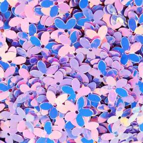 img 1 attached to 🌸 1800PCS 10mm Iridescent Mixed Five Fingers Flower Sequins Paillettes in Gold Pink Purple White Yellow Green Shades - Ideal for Wedding Crafts, Kids DIY Cloth Decoration, and Accessories Sewing