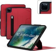 🔴 zugu case for 2021 ipad pro 12.9 inch gen 5 - slim protective case - wireless apple pencil charging - magnetic stand & sleep/ wake cover - cherry red (fits model #’s a2378, a2379, a2461, a2462) logo
