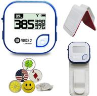 🏌️ golfbuddy voice 2 golf gps/rangefinder bundle - includes magnetic hat clip, 5 ball markers, & belt clip (white) logo