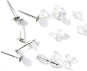 img 3 attached to Pack of 100 Stainless Steel Silver Tone Flat Base Earring Pad for DIY, with Rubber Earnut Stoppers – Posts Studs Back Blank Findings (5mm Diameter)