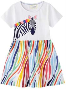 img 4 attached to 👗 Premium Cotton Cartoon Dresses for Girls - FreeLu Sleeve Girls' Clothing