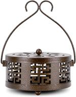 🪔 retyion retro portable mosquito coil holder: stylish bronze fireproof incense burner for indoor/outdoor use логотип