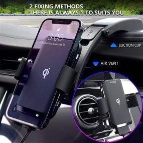 img 2 attached to 📲 JOYVEVA Fast Charging Wireless Car Charger Mount, Auto Clamping Air Vent/Dashboard Phone Holder for iPhone 13/12/11/XS Max/XS/XR, Samsung Galaxy Note 21 Ultra/S21 (with QC3.0 Car Adapter)