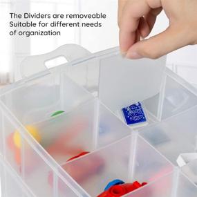 img 1 attached to Clear Plastic Storage Boxes with Removable Dividers - Stackable Organizer Case with Handle Lids for Crafts, Arts, Sewing Tools, Kids Toys, Jewelry, Beads - 30 Compartments in 3 Layers (9.5x6.3x7 inch)