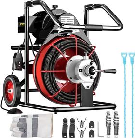 img 4 attached to 💧 Portable Electric Drain Auger - Mophorn 100FT x 3/8Inch Drain Cleaner Machine: Suitable for 1 Inch (25mm) to 4 Inch(100mm) Pipes, 370W, with Cutters, Glove, and Sewer Snake