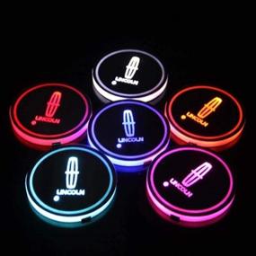 img 3 attached to 🚗 AutoDIY LED Car Logo Cup Lights up Holder USB Charging Waterproof Bottle Drinks Pad: 7 Colors Changing Atmosphere Lamp Mat Cars for Luminous Coasters (2PCS)
