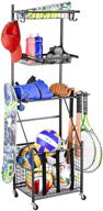 🧺 plkow garage storage solution for sports equipment - indoor/outdoor sports rack with basket, hooks, and toy/gear organizer логотип