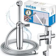 🚿 uvish handheld bidet sprayer for toilet - muslim shower, cloth diaper sprayer, baby toilet sprayer - 5-year warranty with anti-high water pressure and adjustable pressure control - brass chrome логотип