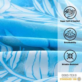 img 1 attached to 🌿 JSD Queen Blue Leaves Printed Sheet Set - Soft Microfiber Bed Sheets with Pillowcases, Deep Pocket Design