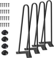 🛠️ enhance your diy projects with smartstandard 16 inch heavy duty hairpin furniture legs - set of 4, ideal for nightstands, coffee tables, and desks - includes rubber floor protectors, black logo