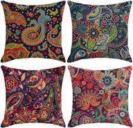 wodison 18x18 pillow cover set of 4, boho chic pattern 🛋️ plush decorative holiday throw pillow covers for home sofa couch (covers only) логотип