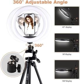 img 1 attached to 🌟 PHOPIK 10'' Ring Light with Extendable Tripod Stand & Phone Holder: Ideal for Live Stream, Makeup, YouTube Videos, TikTok & Universal Phone Compatibility