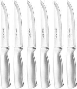 img 2 attached to Farberware Stamped 15-Piece High-Carbon Stainless Steel Knife Block Set with Steak Knives in Black