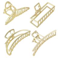 💇 set of 4 large metal hair claw clips - non-slip hair barrettes in gold - ideal claw hair clip for long and thick hair logo