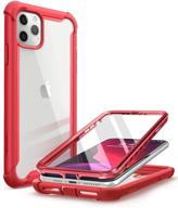 📱 i-blason ares case for iphone 11 pro max - dual layer rugged clear bumper case with built-in screen protector (metalic red) - 2019 release logo