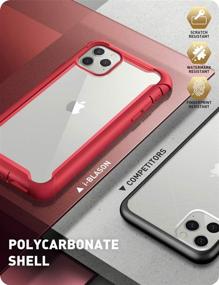 img 1 attached to 📱 i-Blason Ares Case for iPhone 11 Pro Max - Dual Layer Rugged Clear Bumper Case with Built-in Screen Protector (Metalic Red) - 2019 Release