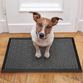 img 1 attached to 🚪 Outdoor Indoor Entrance Door Mats 24 x 36 Inch - Waterproof, Low-Profile Rugs, Heavy Duty Doormat with Non-Slip Rubber Backing for High Traffic Areas - Grey, Stain Resistant