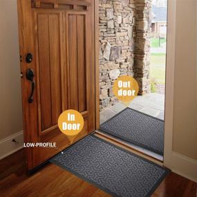 img 2 attached to 🚪 Outdoor Indoor Entrance Door Mats 24 x 36 Inch - Waterproof, Low-Profile Rugs, Heavy Duty Doormat with Non-Slip Rubber Backing for High Traffic Areas - Grey, Stain Resistant