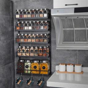 img 3 attached to 🌶️ X-cosrack Wall Mount Spice Rack Organizer: 5 Tier Adjustable Hanging Shelf for Kitchen Pantry Cabinet Door, Dual-Use Seasoning Holder with Hooks - Black Patented Design