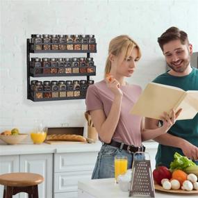 img 2 attached to 🌶️ X-cosrack Wall Mount Spice Rack Organizer: 5 Tier Adjustable Hanging Shelf for Kitchen Pantry Cabinet Door, Dual-Use Seasoning Holder with Hooks - Black Patented Design