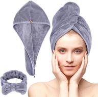 🎁 microfiber hair towel wrap set: frizz-free drying towels for curly long hair with makeup headband - quick magic hair dryer for women - gift box included logo