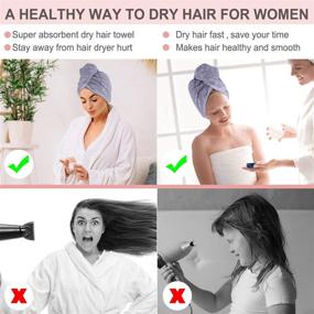 img 2 attached to 🎁 Microfiber Hair Towel Wrap Set: Frizz-Free Drying Towels for Curly Long Hair with Makeup Headband - Quick Magic Hair Dryer for Women - Gift Box Included