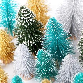 img 2 attached to 🎄 AerWo 24PCS Mini Christmas Trees: Small Artificial Bottle Brush Trees for Winter Decor and DIY Crafts - 4 Colors, 3 Sizes