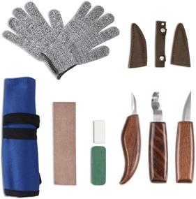 img 4 attached to AWNIC Woodworking Tools Set for Beginners - 10 Piece Wood Carving Kit with Gloves for Whittling